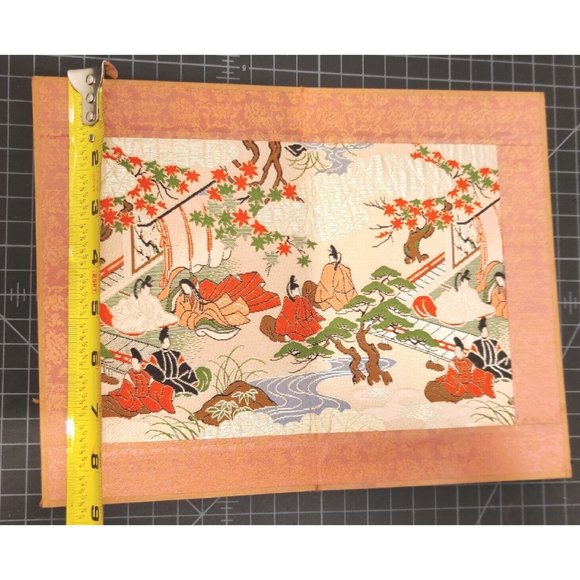 Vtg Japanese Kyonishiki Asian Embroidered Silk Fold Screen Art Tapestry 9x11" - Picture 12 of 13